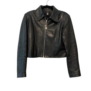 Vintage 80s Vakko Black Leather Jacket for Women